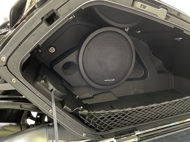 Stage 6 - 2022+ BMW K1600B & Grand America Front & Rear 6 1/2" w/ Dual 8" Subwoofers Audio Upgrade Package.